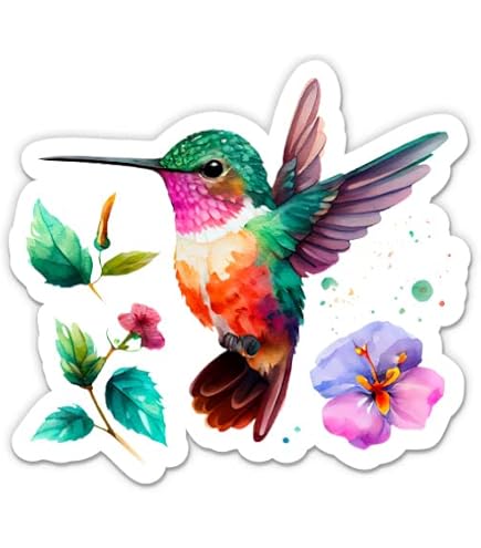 50 PCS Hummingbird Stickers - Transparent PET Waterproof Decals For Scrapbooks, Water Bottles, Laptops