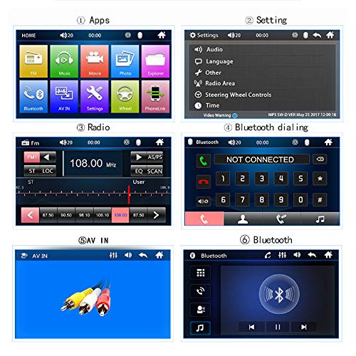 2 Din Car MP5 Player Bluetooth Touch Screen Car HD Stereo, Support Bluetooth/Miroorlink/USB/AUX/FM/TF,with Rear Camera and Remote Control - Thumbnail 7