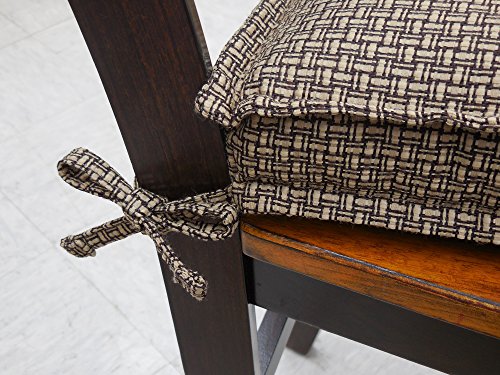 Arlee Carlin Set of Two (2) Seat Cushions Bark (Brown) -Comfortable, Indoor, Dining, Living Room, Kitchen, Office, Den, Washable, Fabric Ties Chair Pad, Piece