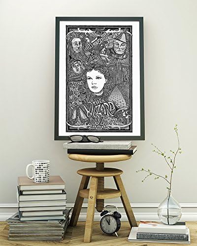 The Wizard of Oz with Dorothy, Scarecrow, Tin Man, Cowardly Lion, the Wicked Witch and More! - Letterpress Art Print Poster - Detailed Pen and Ink Original Hand Drawing 11"x17"
