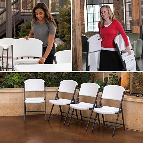 Lifetime 22804 Classic Commercial Folding Chair, White Granite, 1pack