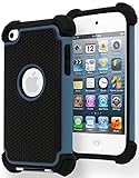 Bastex Heavy Duty Hybrid Dual Armor Case for Apple iPod Touch 4, 4th Generation - Blue & Black