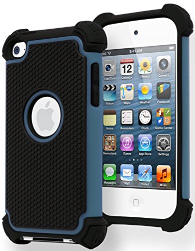 Bastex Heavy Duty Hybrid Dual Armor Case for Apple iPod Touch 4, 4th Generation - Blue & Black