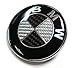BMW Carbon Fiber Black Silver Emblem Badge Logo for Hood Front 82mm 3.23 inch, 2 pins at the back