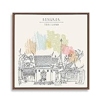 Framed Canvas Wall Art Travel Architecture Sketch Canvas Prints Home Artwork Decoration for Living Room,Bedroom - 16x16 inches