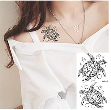 Ruofengpuzi Tortue Noire Totem Petit Tatouage Temporaire
