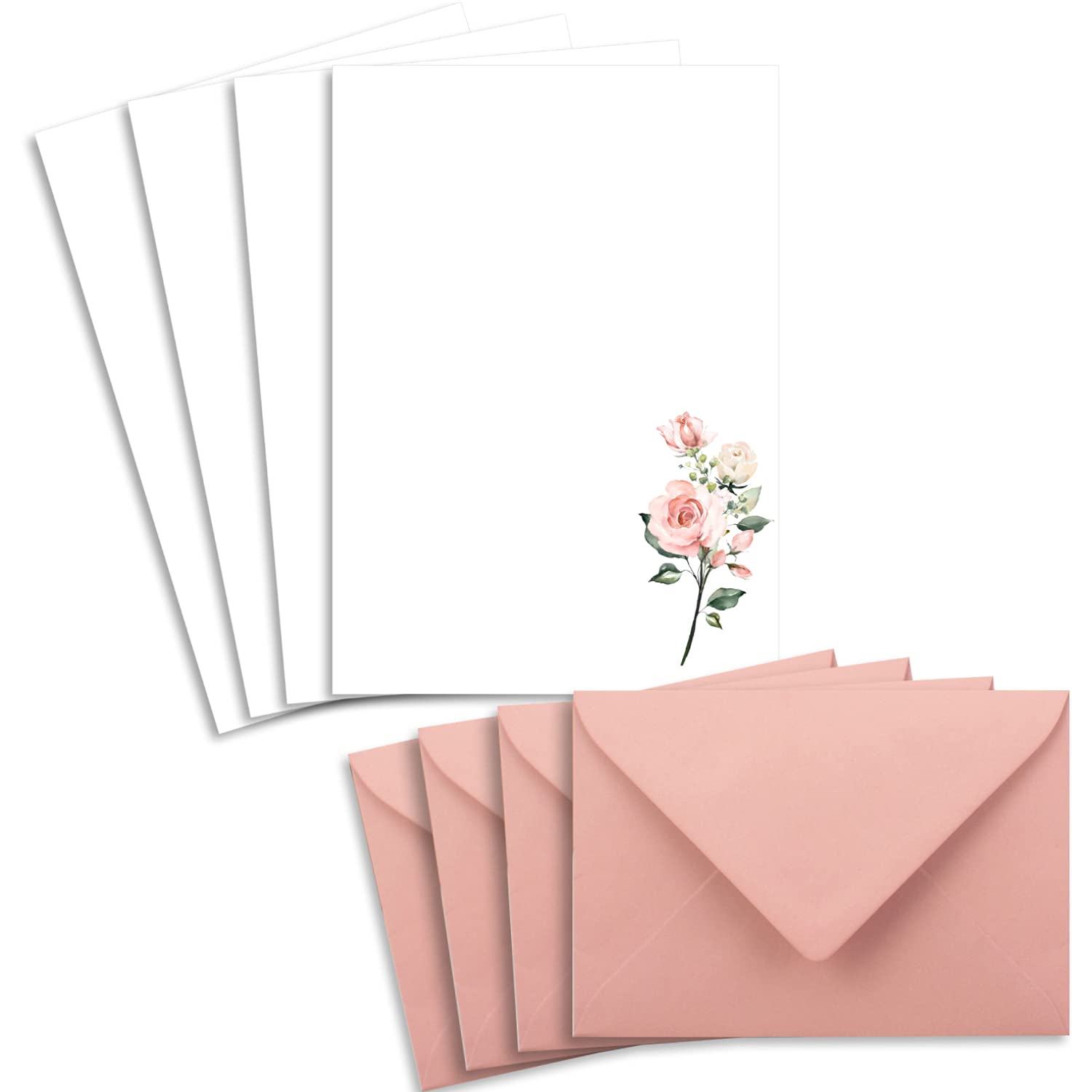 Glüxx Agent Writing Paper, DIN A5, 25 Sheets, Rose, Matte Finish, Ideal for Invitations and Letters