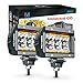 LED Pods MICTUNING Unlimited-GO K1 2Pcs 4 Inch 18W Off Road Flood LED Light Bar 1620lm with Amber Marker Light