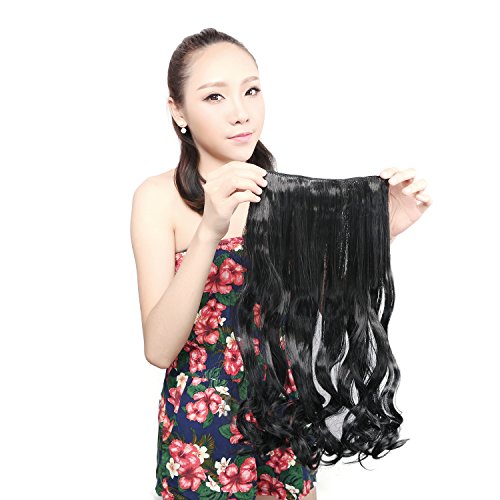Neitsi 1pc 110g 22" 3/4 Full Head 5clips Kanekalon Synthetic Braiding Hair Pieces Clip In/on Wavy Extensions (1#) - Thumbnail 4