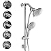 Lordear Double Rain Bathroon Combo Dual Combination Shower Heads Chrome Finish Hotel Spa Handheld Combo, 5 Water Settings Shower Set with Adjustable Slide Bar and Stainless Steel Hose