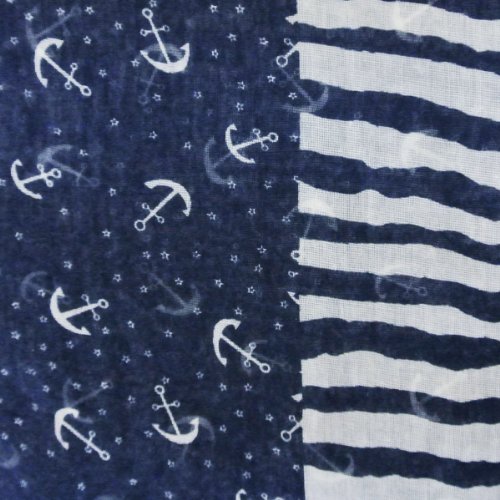 Wrapables Stripes and Anchor Nautical Marine Scarf 72" x 42"
