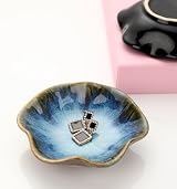 Binoster Leaf Ceramic Jewelry Dish Blue 11cm 4.3in Trinket Tray view 6
