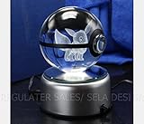 Sela Design. Multiple Designs Pokemon Go inspired Laser K9 crystal Engraved-LED rotating base. Base changes color toy nightlight lamp (Eevee)
