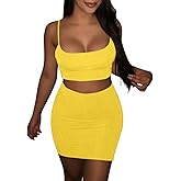 BORIFLORS Women's Sexy 2 Piece Bodycon Mini Party Dresses Halloween Costume Strap Crop Top Short Skirt Set