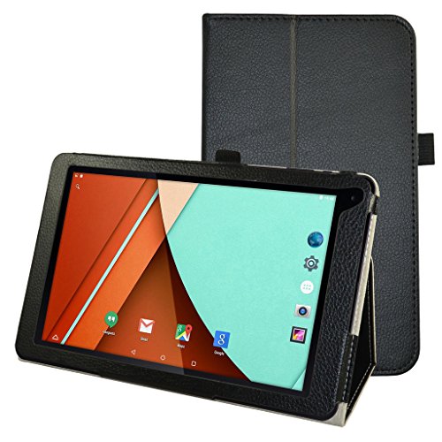 Fusion5 104A GPS Case,Mama Mouth PU Leather Folio Stand Cover for 10.1" Fusion5 104A GPS Android 5.1 Tablet PC,Black
