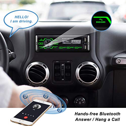 Autoradio-Bluetooth-1-DIN-Radio-de-Coche-con-microfono-Integrado-estereo-Compatible-con-USBTFSDAUX-Reproductor-Multimedia-de-MP3-para-Coche-con-5-Luces-de-Colores