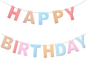 Mindsoft Felt Happy Birthday Garland Rainbow Banner Reusable Happy Birthday Sign Party Supply for Party Decor(Macaron Color)