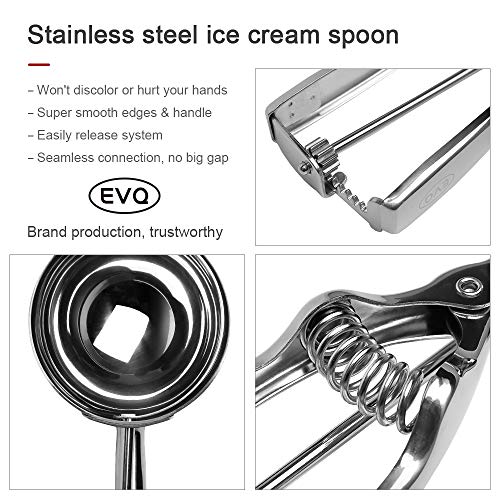 EVQ Ice Cream Scoops - Cookie Scoop for Baking Cookie Swedish Meatballs Cupcakes Muffins - ProfessionaI Heavy Duty Professional Ice Cream Scoop 18/8 Stainless Steel (16# Large)