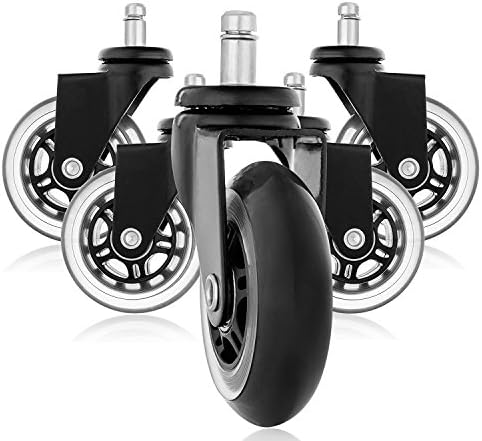 TD Design Office Chair Wheels, Set of 5 Heavy Duty Replacement Caster Wheels, Cool Rollerblade Style, No Need for Plastic Mats!
