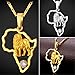 U7 Africa Map Pendant With Lion 18K Gold Plated Flat Chain Women Men Necklace