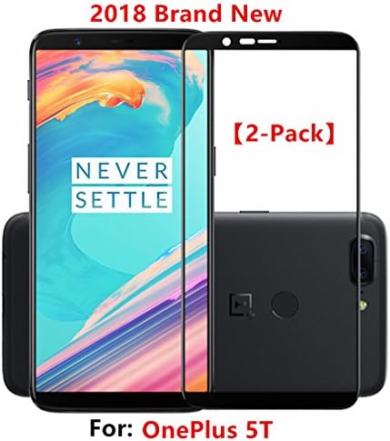 Fljie [2 Pack] OnePlus 5T Screen Protector, [Full Coverage Screen Protecto] [HD Anti-Bubble Film] [9H Hardness] for OnePlus 5T (Black[2 Pack])