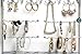Mango Steam Deluxe Wall Mounted Closet/Wardrobe Display Hanger Organizer for Jewelry & Earrings with Hooks & Bar for Necklaces, Bracelets, Accessories - Silver