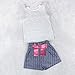 FEITONG Girls Lace T-Shirt+Stripe Shorts Set (Age:5-6Y) White