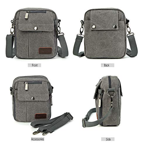 Koolertron Men Shoulder Bag Small Retro Canvas Satchel Zipped Unisex