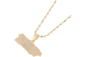 CHUANGBANG JEWELRY Puerto Rico Map Pendant Chain for Women Puerto Ricans Map Jewelry