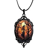bike8 Gothic Bat Glass Pendant Necklace for Women Raven Cross Cabochon Pendant Choker Necklace Vintage Gothic Rope Chain Witch Cross Choker Dark Punk Style Necklace Mystic Witch Jewelry Accessories