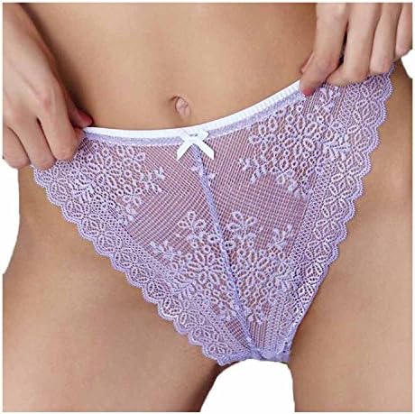 Cupcake Panty Women's High Leg Brazilian Thong Sexy Lace Lingerie (Large, Lavender/White/Carmel Cream)