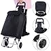 Giantex Shopping Trolley Dolly Grocery Cart Foldable W/Rolling Wheels Push Bag Condo Apartment Picnic Beach Travel Portable Folding Push Pull Grocery Utility Cart, Black