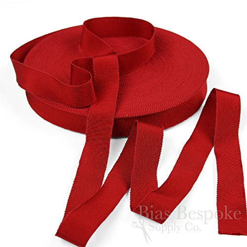 3 Yards of Vera 1' Cotton & Viscose Petersham Grosgrain Ribbon, Ruby Red, Made in Italy