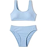 MIENOE Teen Girls Two-Piece Bikini Swimsuits | Removable Chest Pad Nylon Swimwear Kids Size 6-17 Years