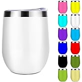 Jixoria Personalized Custom Wine Tumblers Customized with Photo Text Name 12 oz Stainless Steel Travel Coffee Cup Christmas Birthday Gift for Him, Her, 1 PC, Blank White