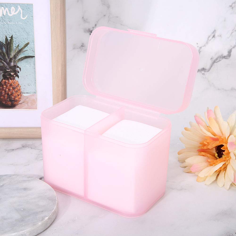 2 Grids Nail Art Storage Box Nail Polish Remover Pad Organizer Bead Storage BoxHolder Container Case Organizer Holder Container Case(Pink)