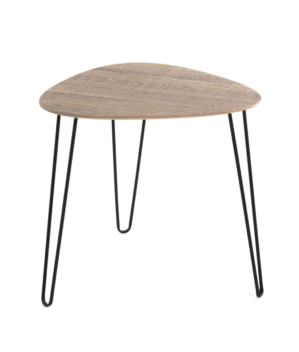 HAKU End Table oak, black, MDF - Dim.: W 40 x H 43 x D 40 cm, Style: Modern