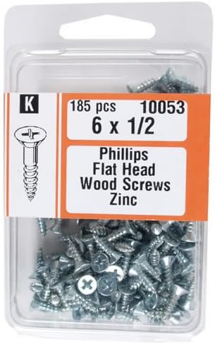 Midwest Fastener 10053#6 x 1/2" Phillips Flat Head Wood Screws Zinc Plated - 185 per Package