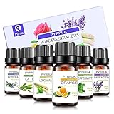 Essential Oils set Gift 6/10ml, Aromatherapy essential oil Basic Sampler Gift Set & Kit (Orange,Lavender,Tea Tree,Peppermint,Lemongrass,Rosemary)