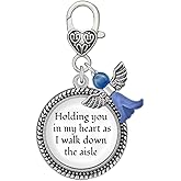 Something Blue Angel Charm for Bride on Wedding Day in my Heart as I Walk Down the Aisle Clip Charm with Blue Angel and Memorial Phrase