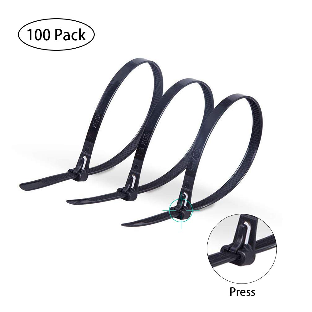 12 Inch Reusable Cable Ties 100 Pack Adjustable Nylon