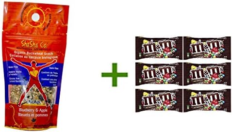 ShaSha Bread Co, Organic Buckwheat Snack, Blueberry & Apple, 170 g(4 PACK),M&M MILK CHOCOLATE 6/1.69oz