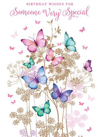Someone Special Birthday Card (NQ-DR455) - Dusky Butterflies - From The Pizazz Range - Flittered Finish
