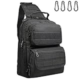 Bekahizar Sling Bag Crossbody Backpack Molle EDC Sling Chest Pack Rover EDC Pack for Outdoor Sport Camping Hunting Fishing Hiking Trekking Outing Riding Sightseeing (Black)