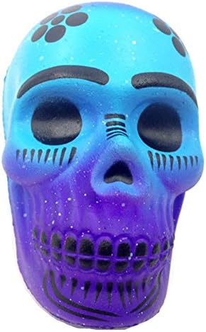 Skedee Soft Slow Rising Squishies Stress Reducer and Anxiety Relief Toys Autism Children Galaxy Squishy Doll Prime Toy Skull Blue