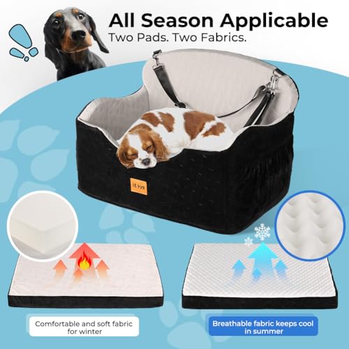 KYG Car Seat Dog Medium / Large Dogs up to 55 lb, Waterproof Dog Seat Car with Two Cushions, Washable Dog Basket, Car Back Seat, Removable for Easy Cleaning, Can Be Used All Year Round