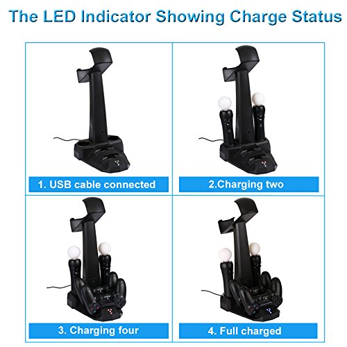 image for Bemodst Quad Dock VR, 4 Port Charging Dock Station Charger with Stand 