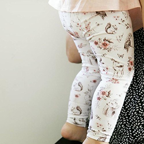 Sinfu Pants for Toddler Infant Baby Boys Girls Kids Cute Floral Print Pants Leggings Clothes (0-6 Months, White)