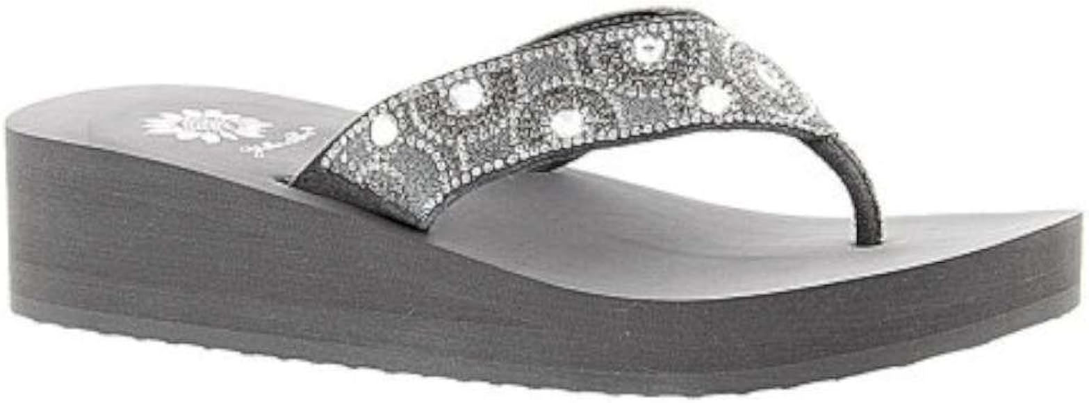 yellow box gray flip flops