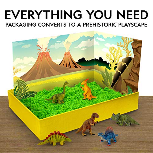519Wc3saS7L - NATIONAL GEOGRAPHIC Morphing Matter Dinosaur Kit - 3 Cups of Morphing Matter, 6 Dinosaur Figures, Package Converts Into Play Setting, Astounding Kinetic Sensory Activity for Kids
